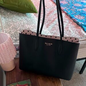 Kate Spade New York XL black polka dot tote